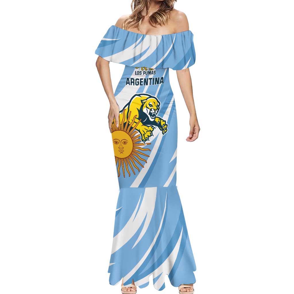 Custom Argentina Rugby Champion Mermaid Dress Los Puma with Sporty Style - Wonder Print Shop
