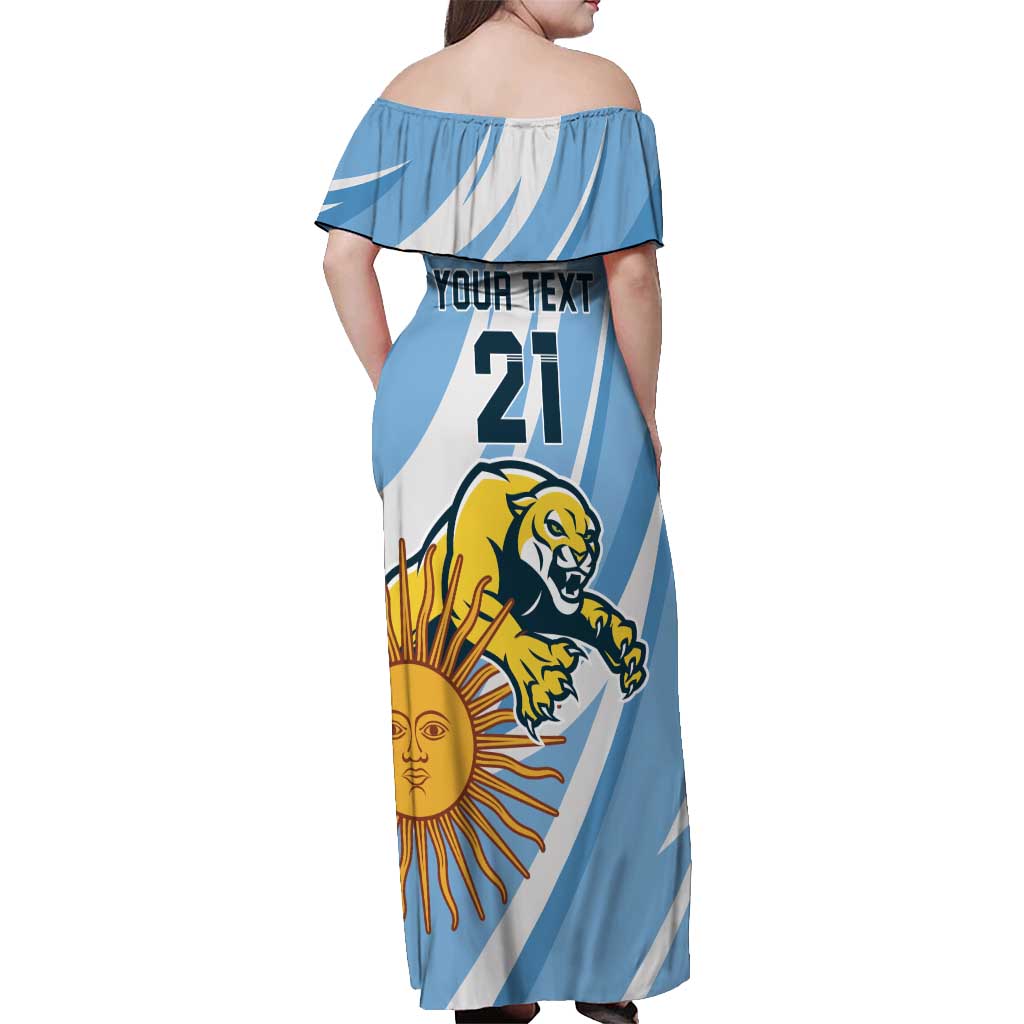 Custom Argentina Rugby Champion Off Shoulder Maxi Dress Los Puma with Sporty Style - Wonder Print Shop