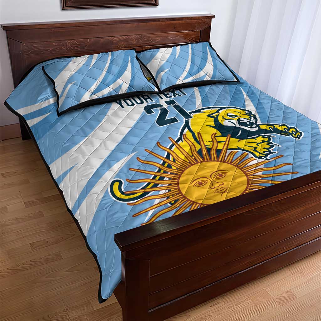 Custom Argentina Rugby Champion Quilt Bed Set Los Puma with Sporty Style - Wonder Print Shop