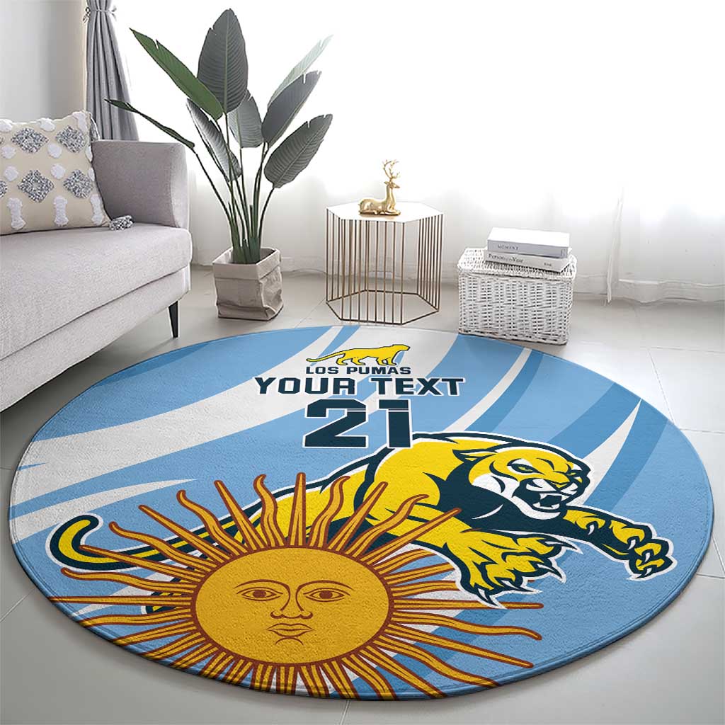 Custom Argentina Rugby Champion Round Carpet Los Puma with Sporty Style