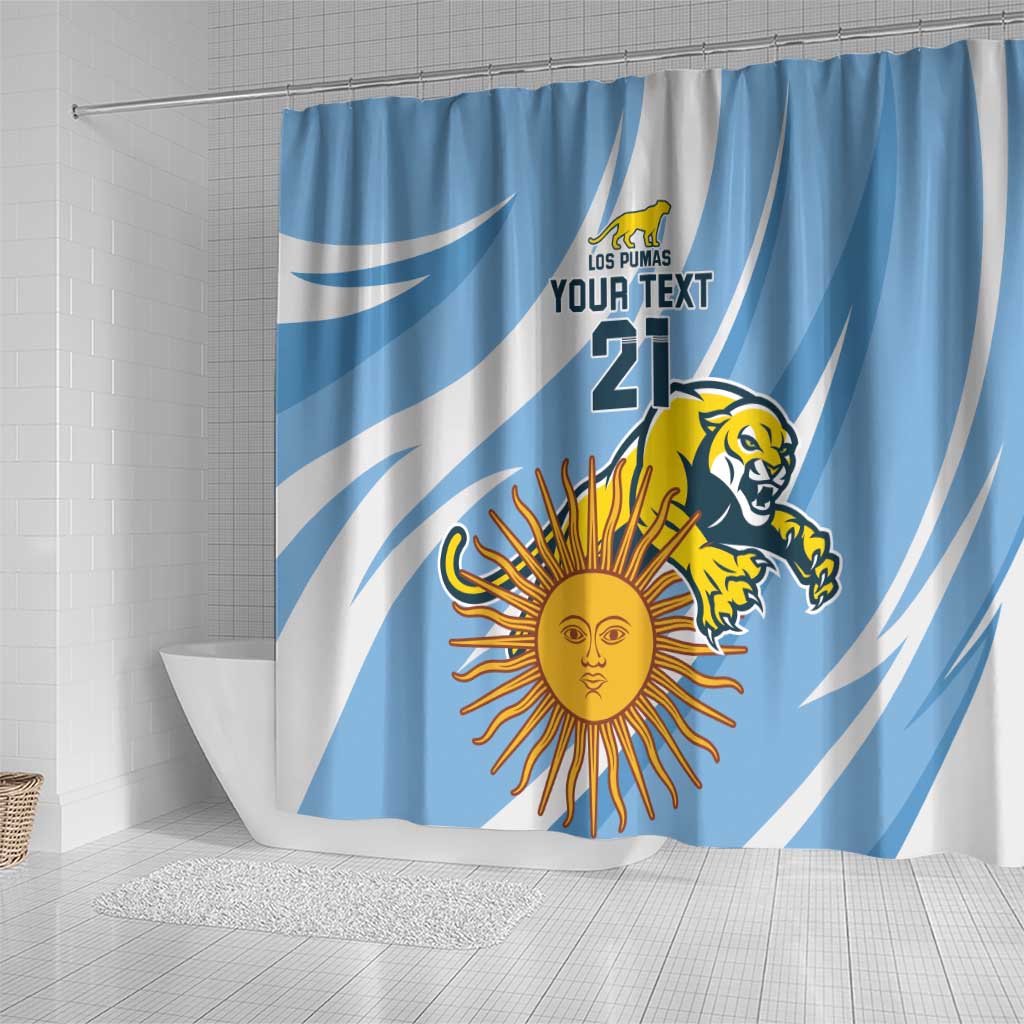 Custom Argentina Rugby Champion Shower Curtain Los Puma with Sporty Style