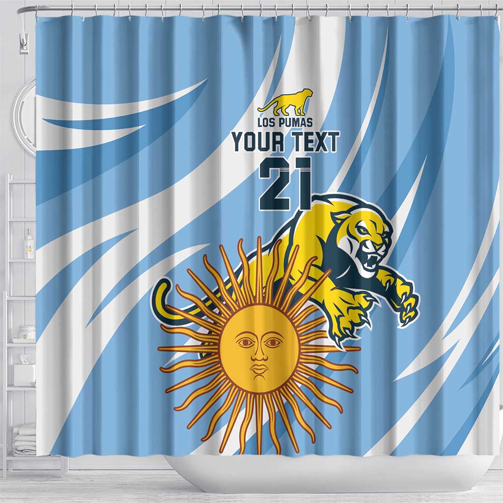 Custom Argentina Rugby Champion Shower Curtain Los Puma with Sporty Style