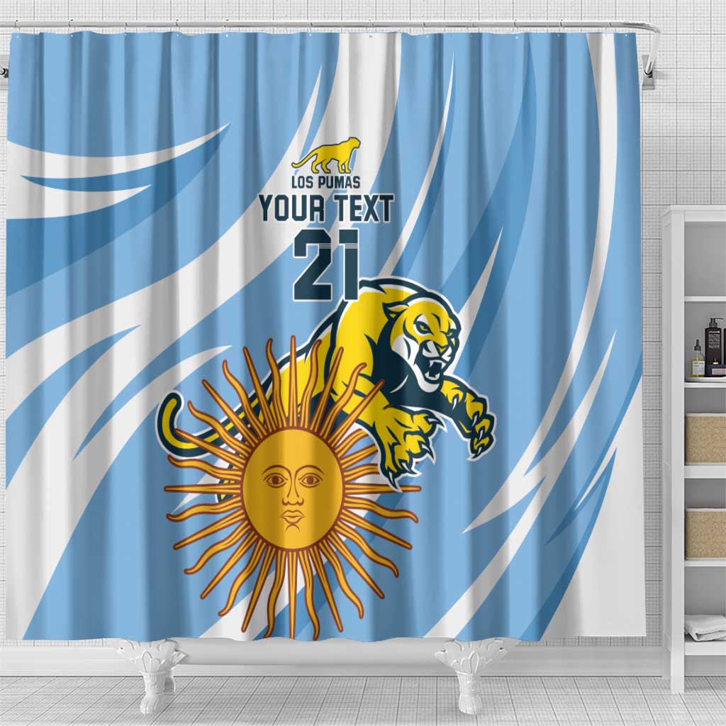 Custom Argentina Rugby Champion Shower Curtain Los Puma with Sporty Style