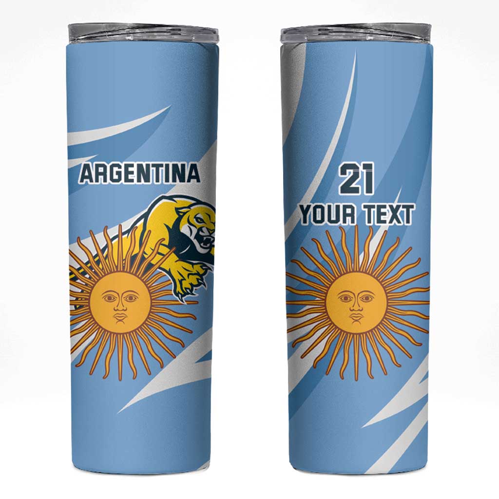Custom Argentina Rugby Champion Skinny Tumbler Los Puma with Sporty Style - Wonder Print Shop