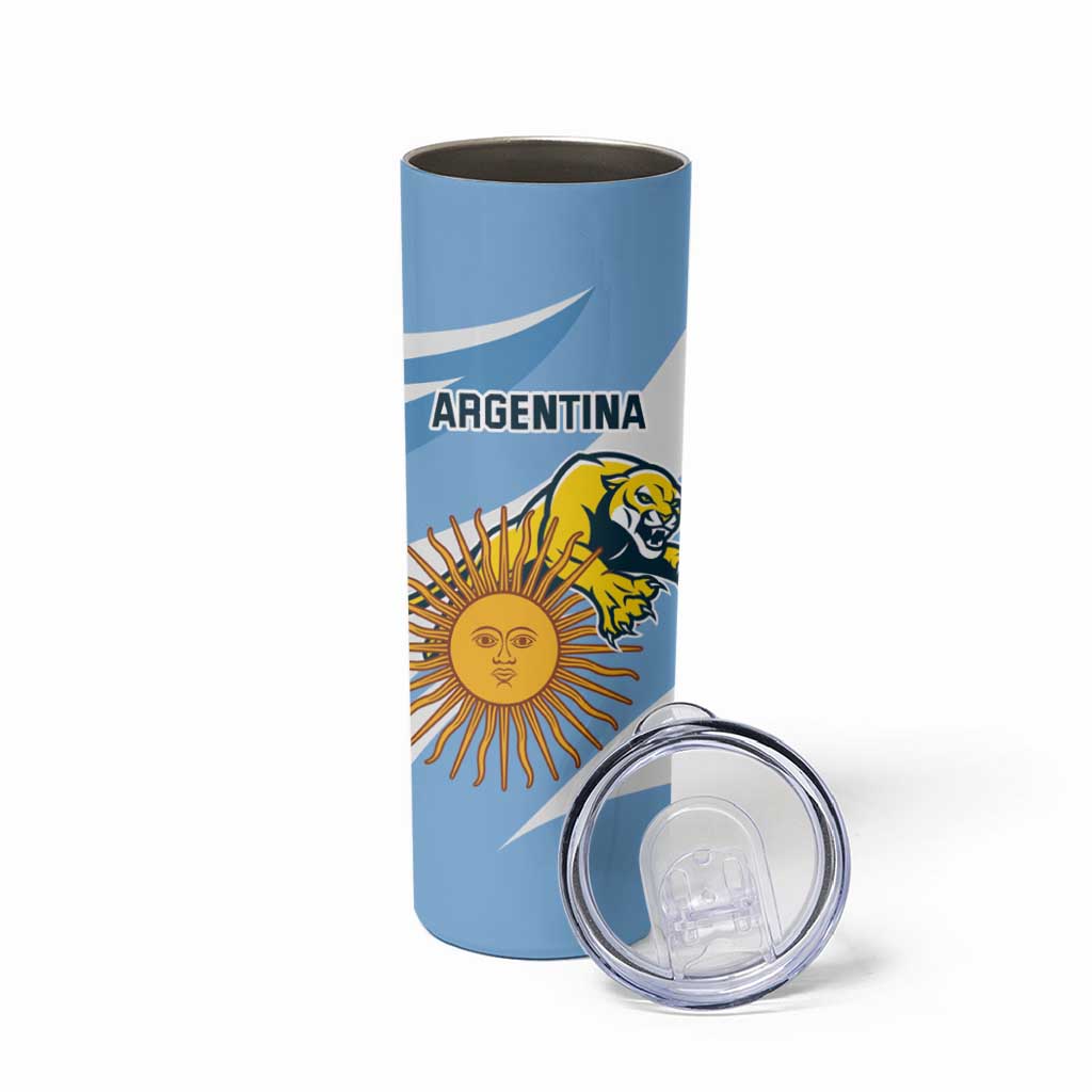 Custom Argentina Rugby Champion Skinny Tumbler Los Puma with Sporty Style - Wonder Print Shop