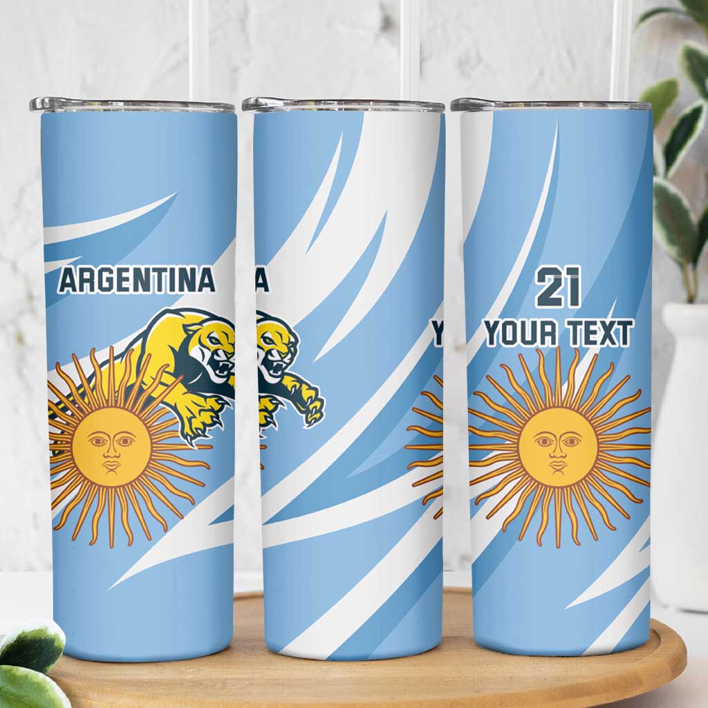 Custom Argentina Rugby Champion Skinny Tumbler Los Puma with Sporty Style - Wonder Print Shop