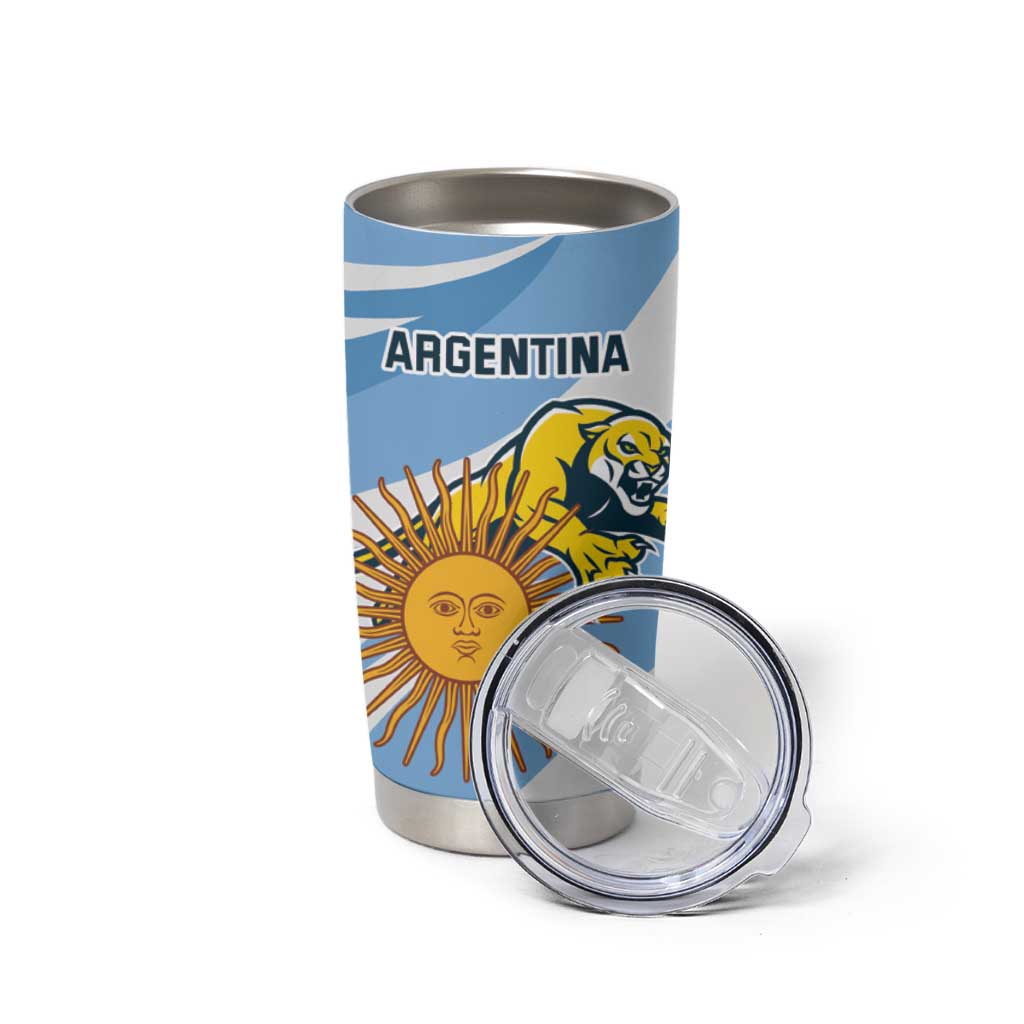 Custom Argentina Rugby Champion Tumbler Cup Los Puma with Sporty Style - Wonder Print Shop