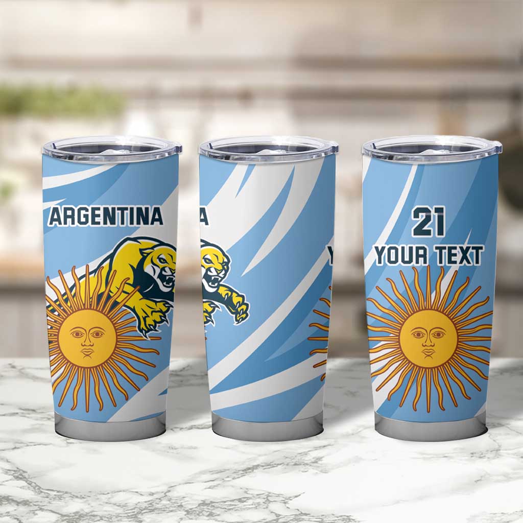 Custom Argentina Rugby Champion Tumbler Cup Los Puma with Sporty Style - Wonder Print Shop