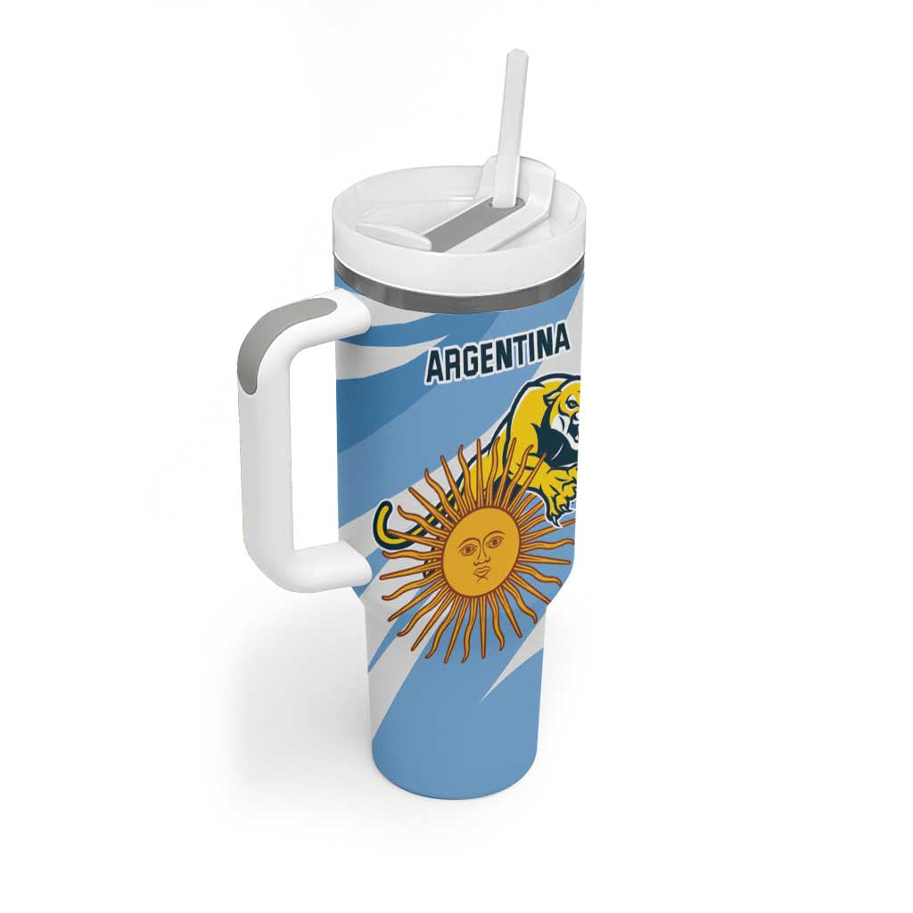 Custom Argentina Rugby Champion Tumbler With Handle Los Puma with Sporty Style - Wonder Print Shop