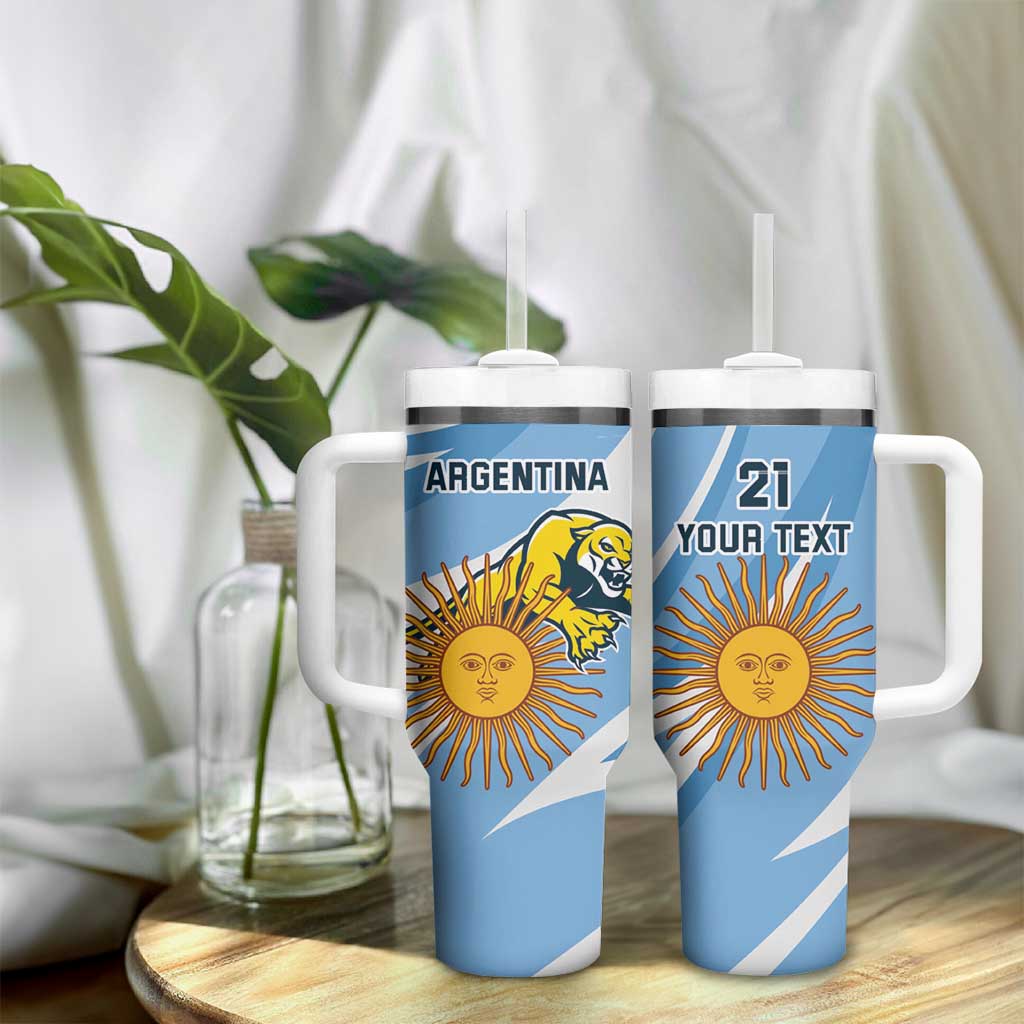 Custom Argentina Rugby Champion Tumbler With Handle Los Puma with Sporty Style - Wonder Print Shop