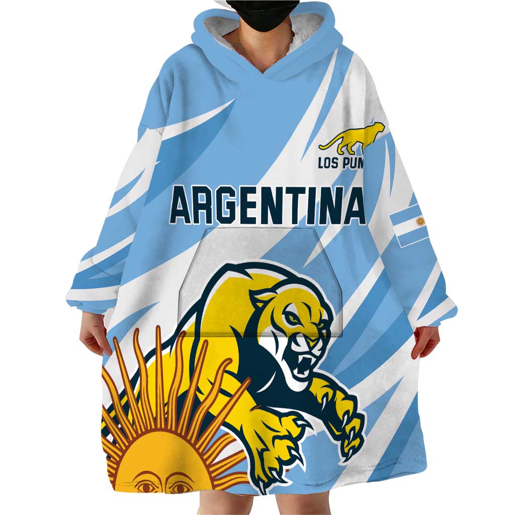 Custom Argentina Rugby Champion Wearable Blanket Hoodie Los Puma with Sporty Style - Wonder Print Shop
