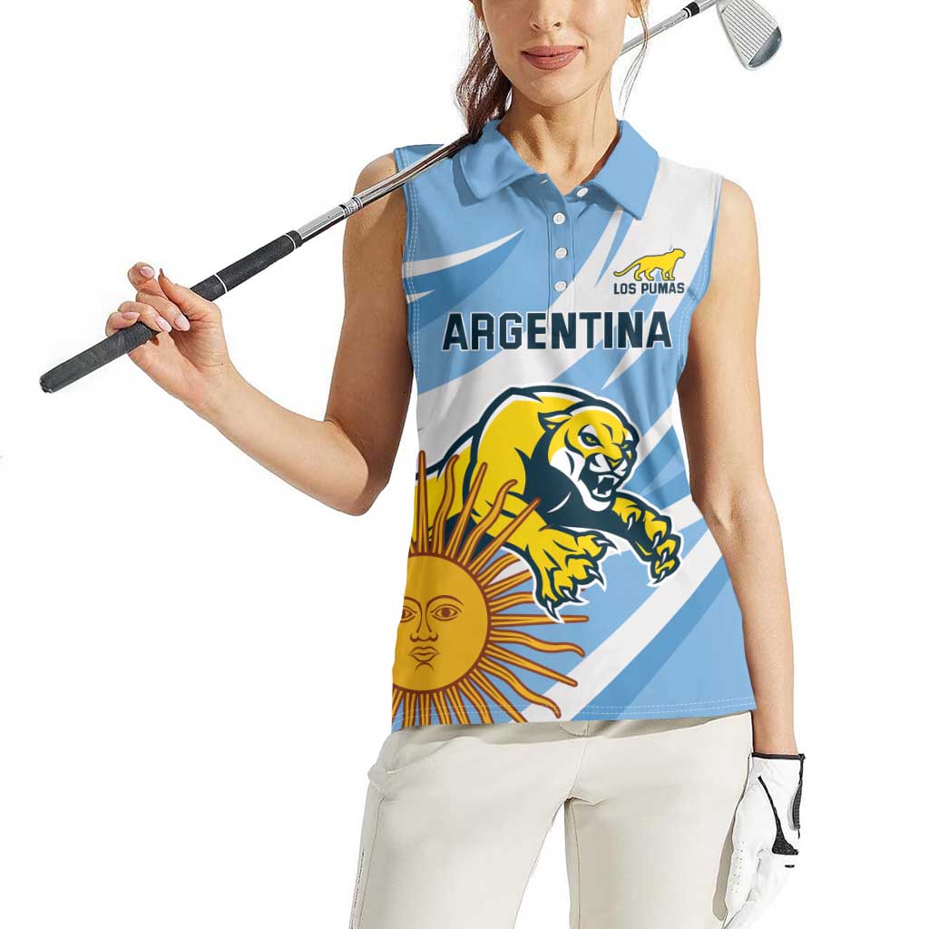 Custom Argentina Rugby Champion Women Sleeveless Polo Shirt Los Puma with Sporty Style - Wonder Print Shop