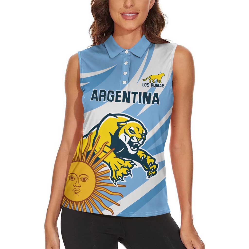 Custom Argentina Rugby Champion Women Sleeveless Polo Shirt Los Puma with Sporty Style - Wonder Print Shop