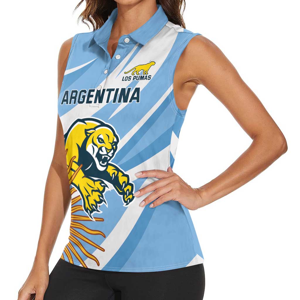 Custom Argentina Rugby Champion Women Sleeveless Polo Shirt Los Puma with Sporty Style - Wonder Print Shop