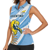Custom Argentina Rugby Champion Women Sleeveless Polo Shirt Los Puma with Sporty Style - Wonder Print Shop