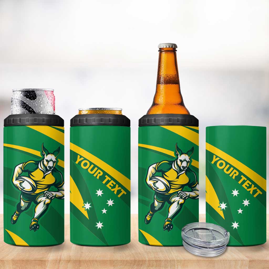 Personalized Australia Rugby Champion 4 in 1 Can Cooler Tumbler Wallabies Mascot with Sporty Style LT9 - Wonder Print Shop