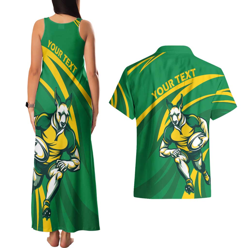 Personalized Australia Rugby Champion Couples Matching Tank Maxi Dress and Hawaiian Shirt Wallabies Mascot with Sporty Style LT9 - Wonder Print Shop