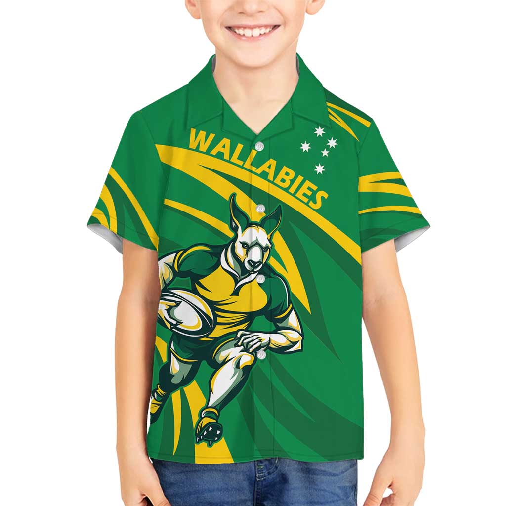 Personalized Australia Rugby Champion Family Matching Long Sleeve Bodycon Dress and Hawaiian Shirt Wallabies Mascot with Sporty Style LT9 - Wonder Print Shop
