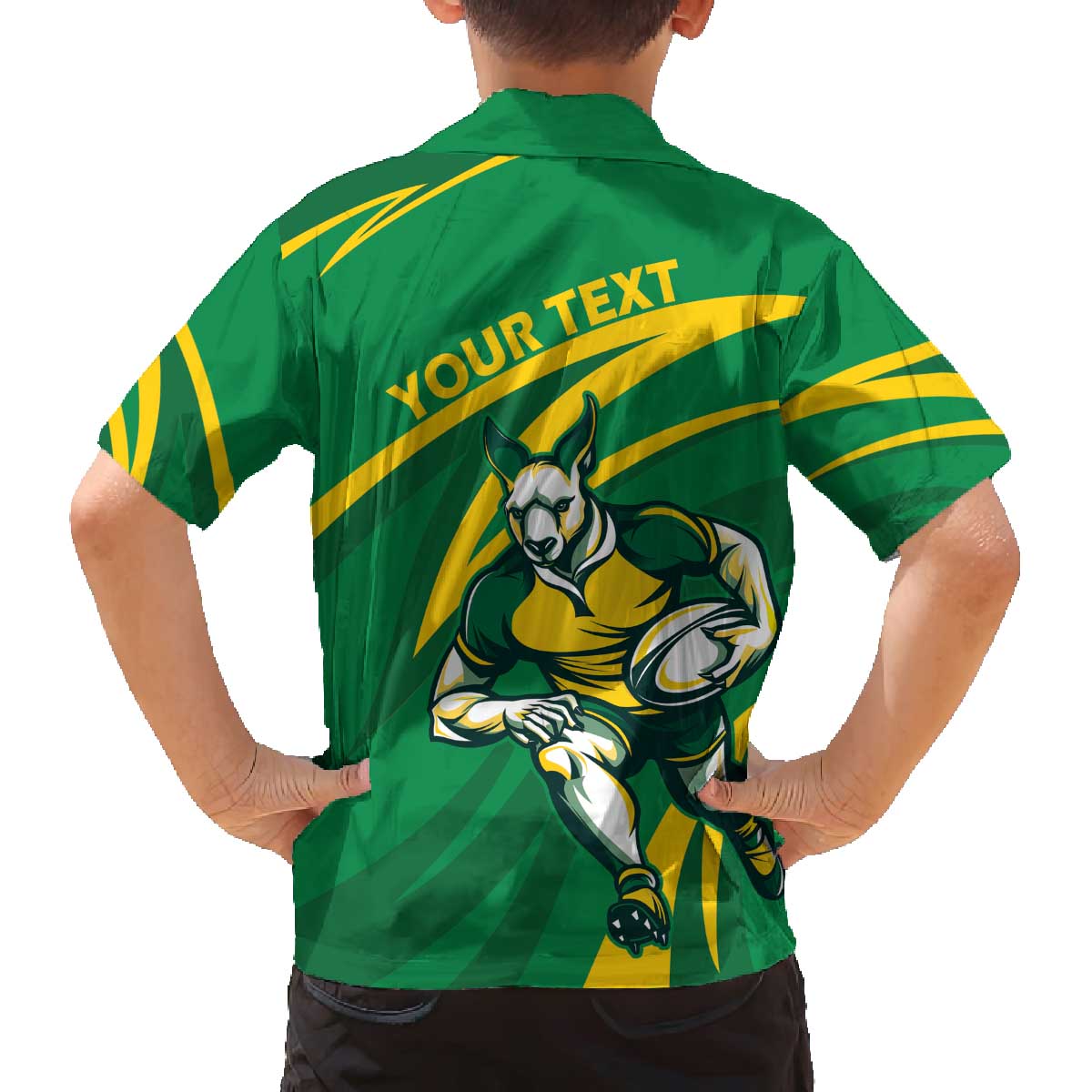 Personalized Australia Rugby Champion Family Matching Puletasi and Hawaiian Shirt Wallabies Mascot with Sporty Style - Wonder Print Shop