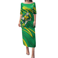 Personalized Australia Rugby Champion Family Matching Puletasi and Hawaiian Shirt Wallabies Mascot with Sporty Style - Wonder Print Shop