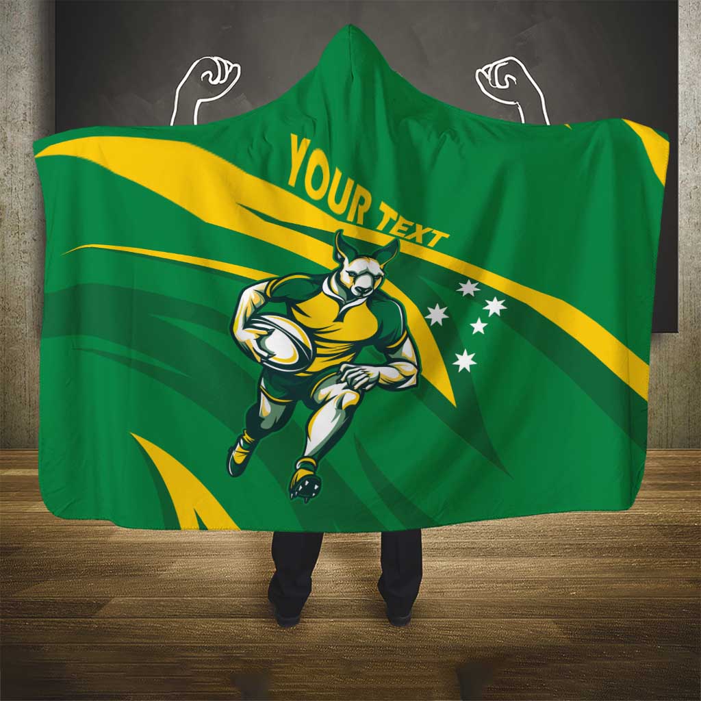 Personalized Australia Rugby Champion Hooded Blanket Wallabies Mascot with Sporty Style