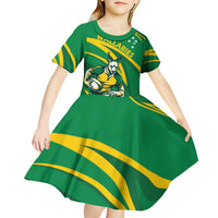 Personalized Australia Rugby Champion Kid Short Sleeve Dress Wallabies Mascot with Sporty Style - Wonder Print Shop