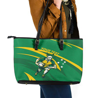 Personalized Australia Rugby Champion Leather Tote Bag Wallabies Mascot with Sporty Style - Wonder Print Shop
