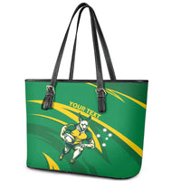 Personalized Australia Rugby Champion Leather Tote Bag Wallabies Mascot with Sporty Style - Wonder Print Shop