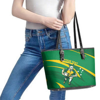 Personalized Australia Rugby Champion Leather Tote Bag Wallabies Mascot with Sporty Style - Wonder Print Shop