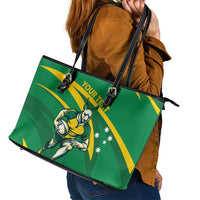 Personalized Australia Rugby Champion Leather Tote Bag Wallabies Mascot with Sporty Style - Wonder Print Shop