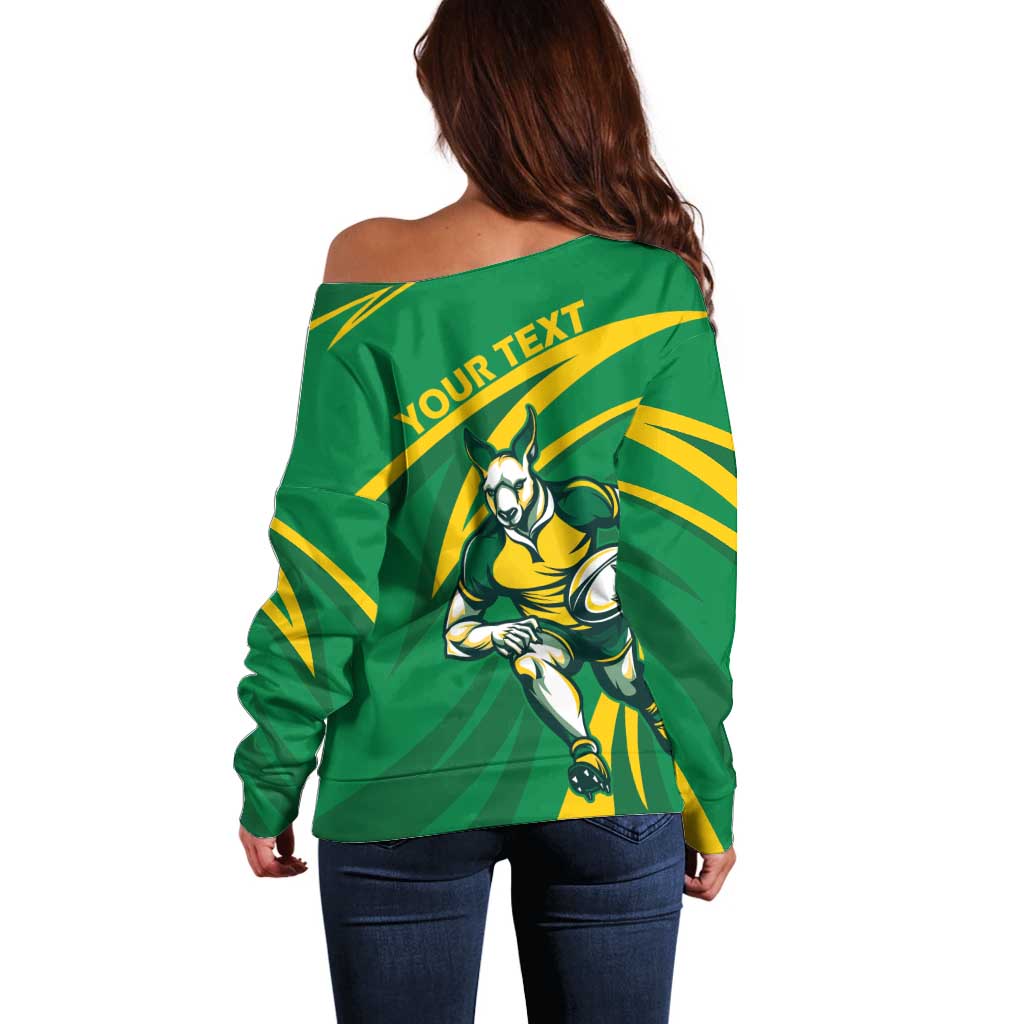 Personalized Australia Rugby Champion Off Shoulder Sweater Wallabies Mascot with Sporty Style - Wonder Print Shop
