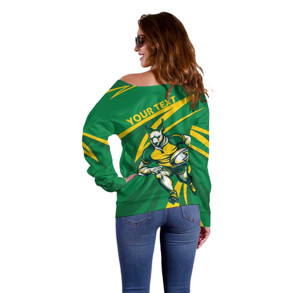 Personalized Australia Rugby Champion Off Shoulder Sweater Wallabies Mascot with Sporty Style - Wonder Print Shop