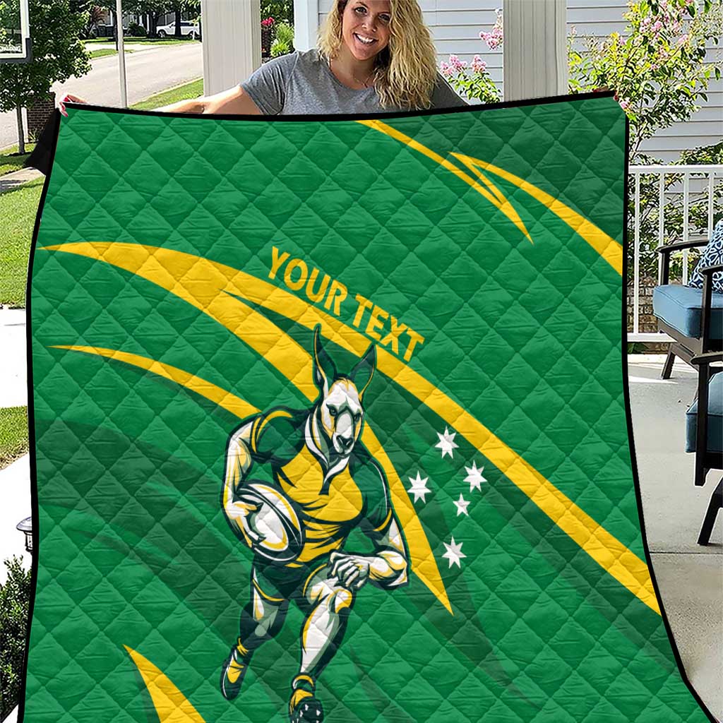 Personalized Australia Rugby Champion Quilt Wallabies Mascot with Sporty Style - Wonder Print Shop