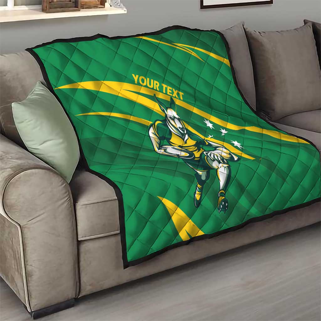 Personalized Australia Rugby Champion Quilt Wallabies Mascot with Sporty Style - Wonder Print Shop