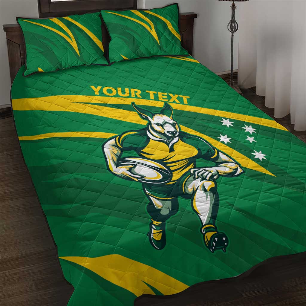 Personalized Australia Rugby Champion Quilt Bed Set Wallabies Mascot with Sporty Style - Wonder Print Shop