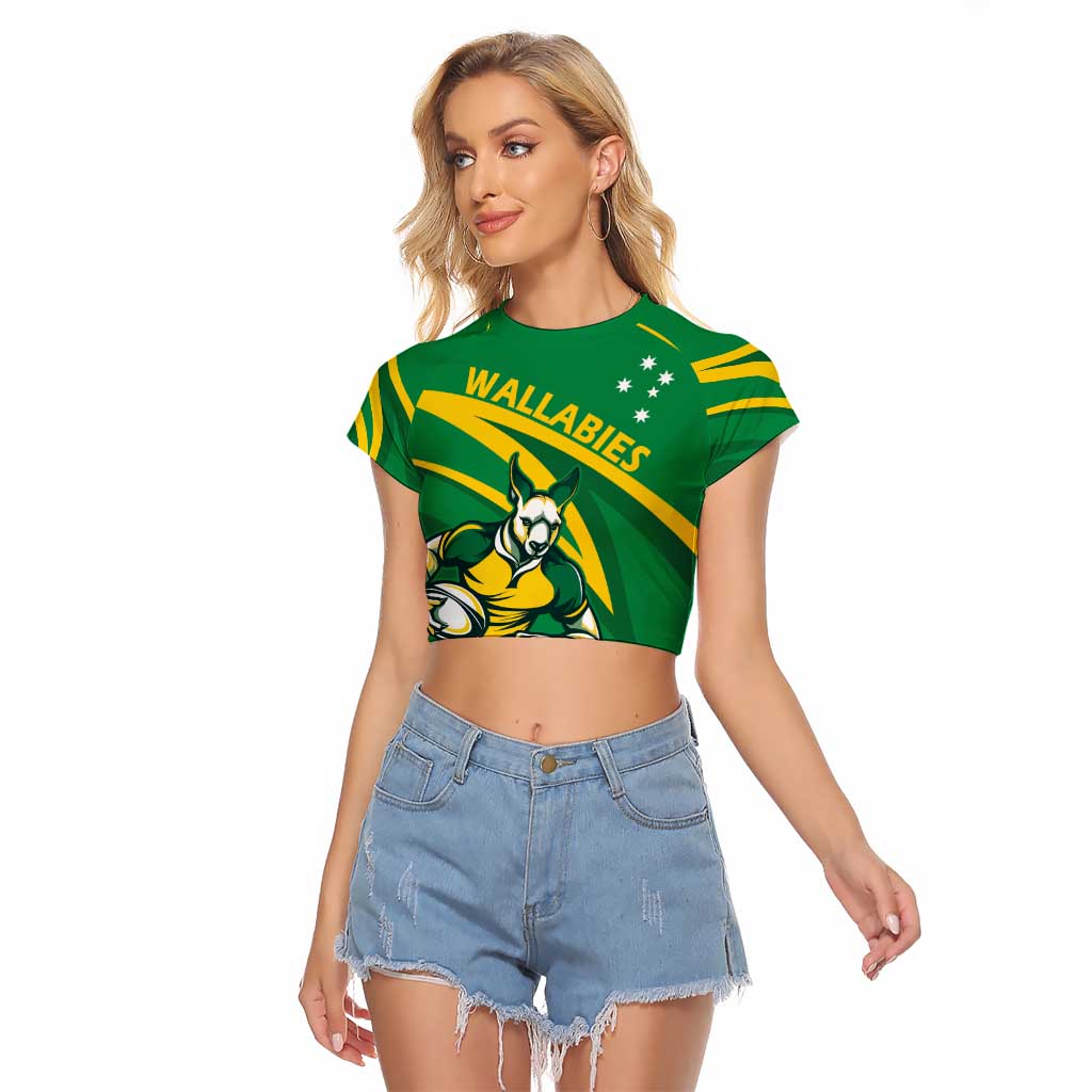 Personalized Australia Rugby Champion Raglan Cropped T Shirt Wallabies Mascot with Sporty Style - Wonder Print Shop