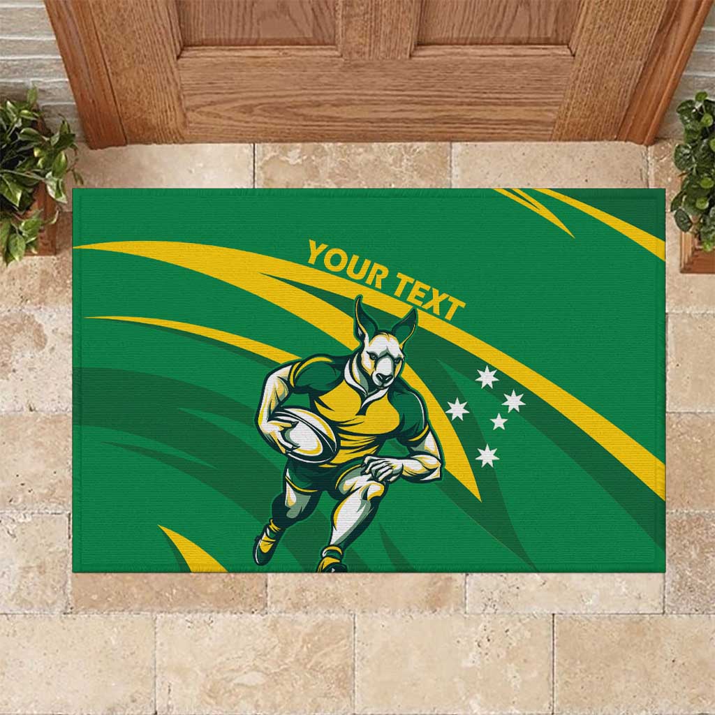 Personalized Australia Rugby Champion Rubber Doormat Wallabies Mascot with Sporty Style - Wonder Print Shop