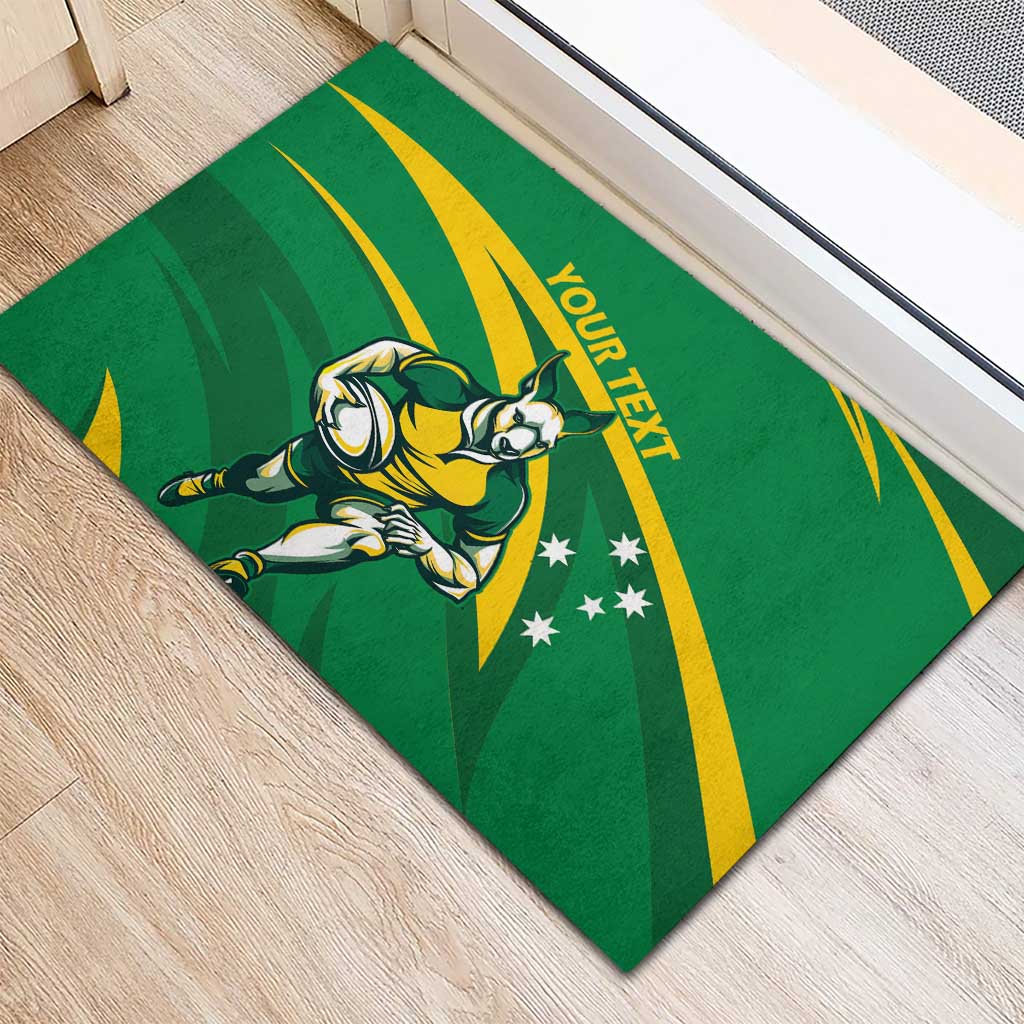 Personalized Australia Rugby Champion Rubber Doormat Wallabies Mascot with Sporty Style - Wonder Print Shop