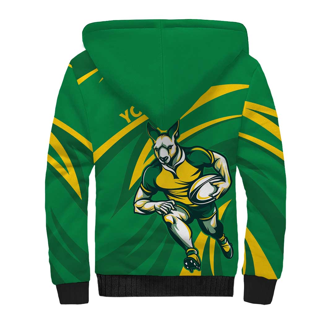 Personalized Australia Rugby Champion Sherpa Hoodie Wallabies Mascot with Sporty Style - Wonder Print Shop