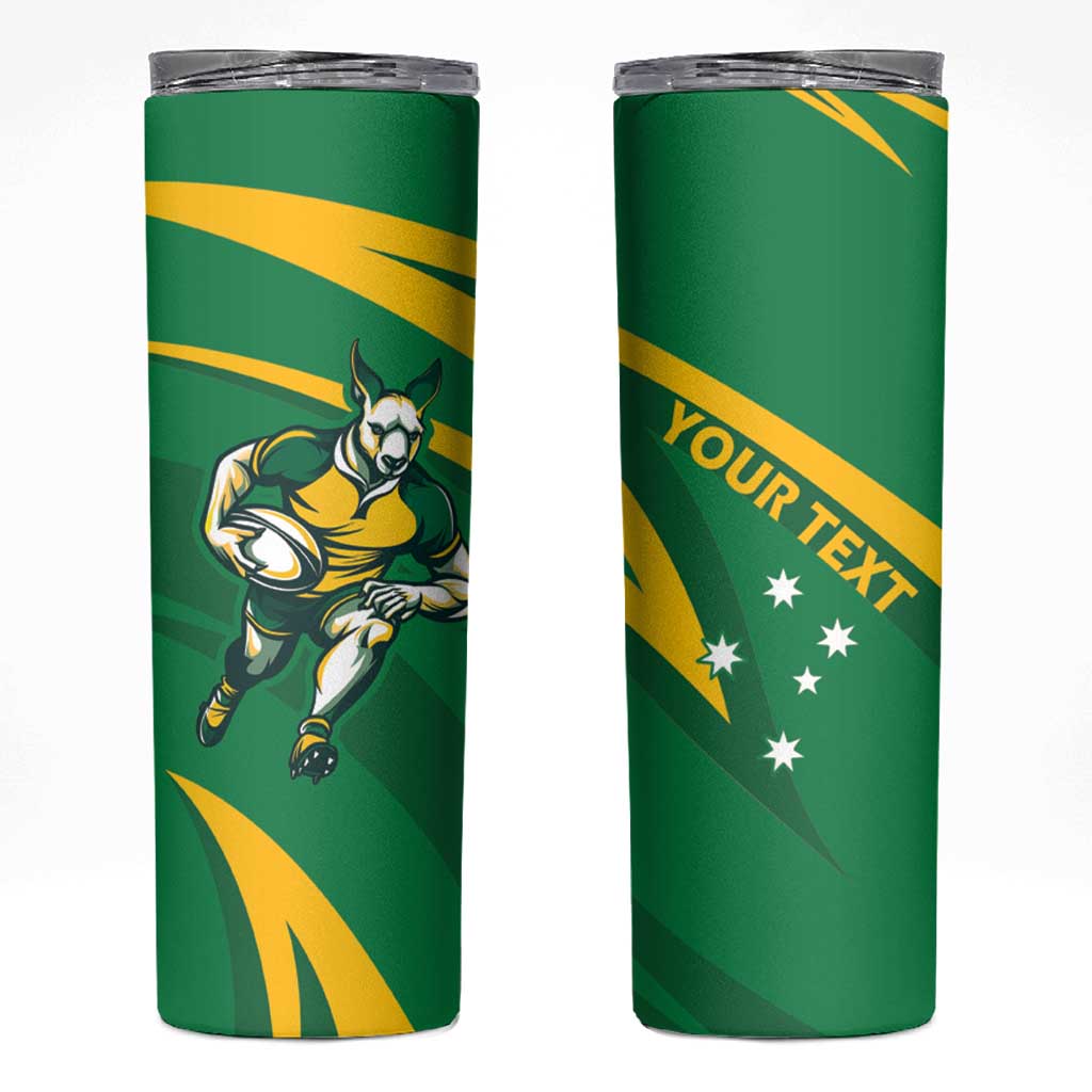Personalized Australia Rugby Champion Skinny Tumbler Wallabies Mascot with Sporty Style - Wonder Print Shop