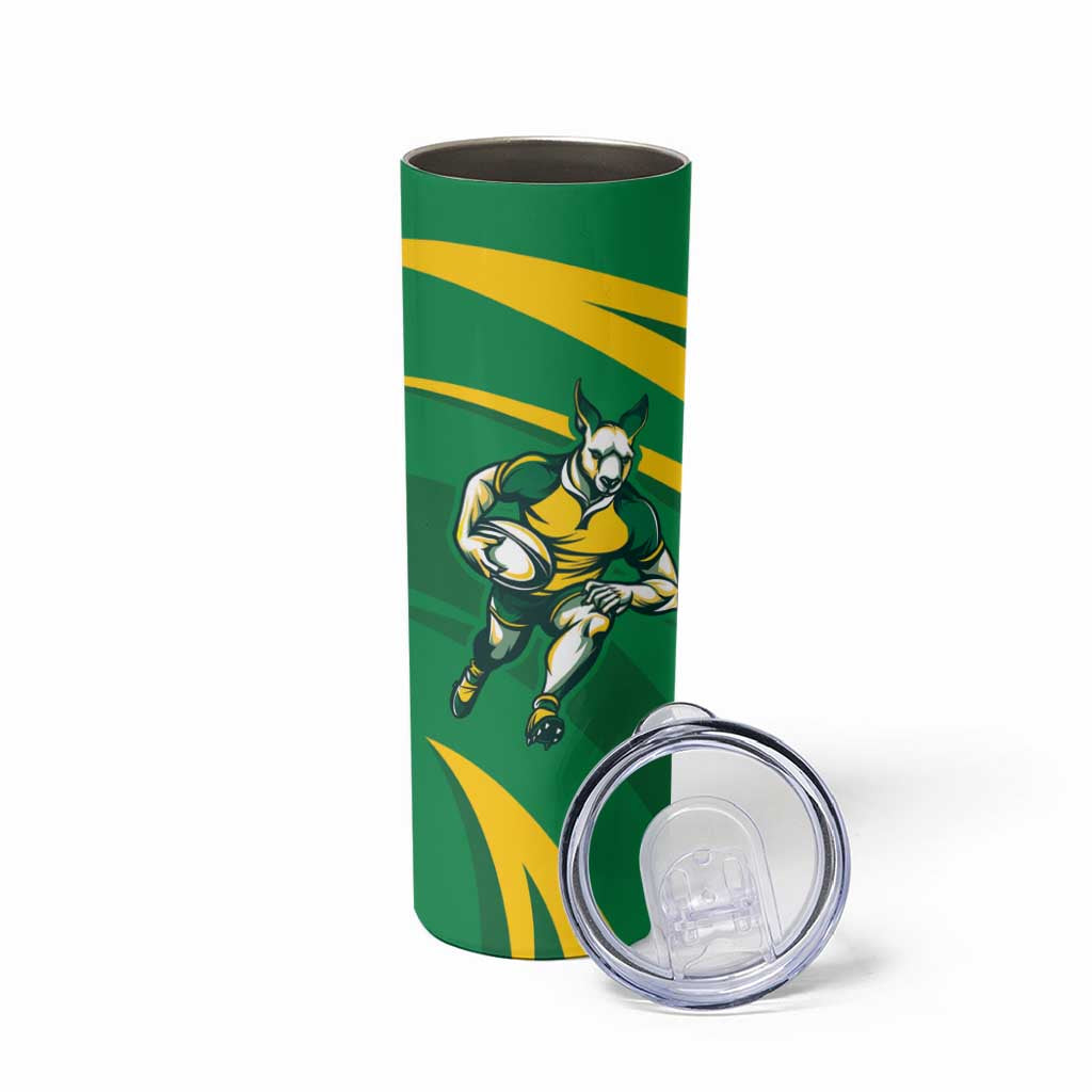 Personalized Australia Rugby Champion Skinny Tumbler Wallabies Mascot with Sporty Style - Wonder Print Shop