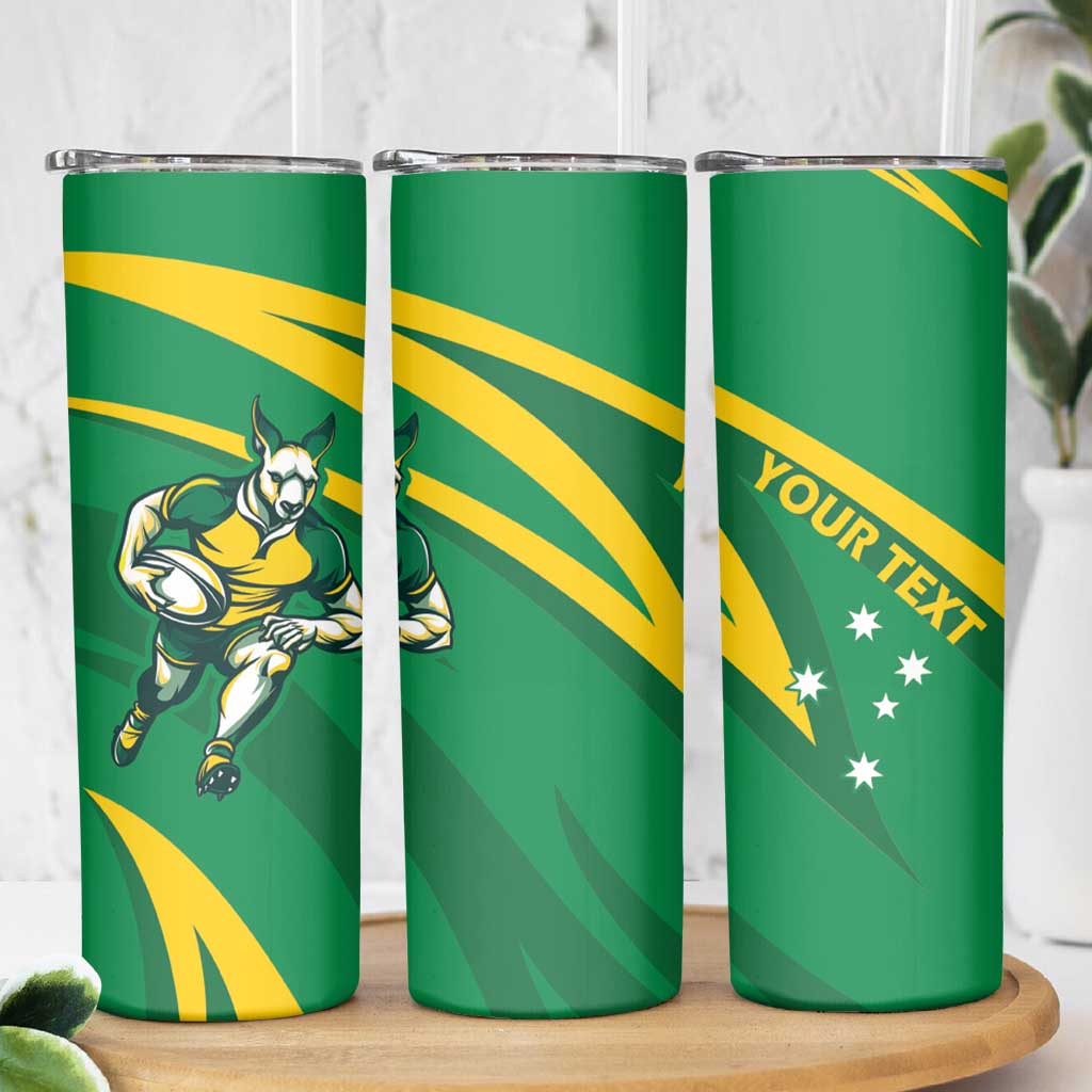 Personalized Australia Rugby Champion Skinny Tumbler Wallabies Mascot with Sporty Style - Wonder Print Shop