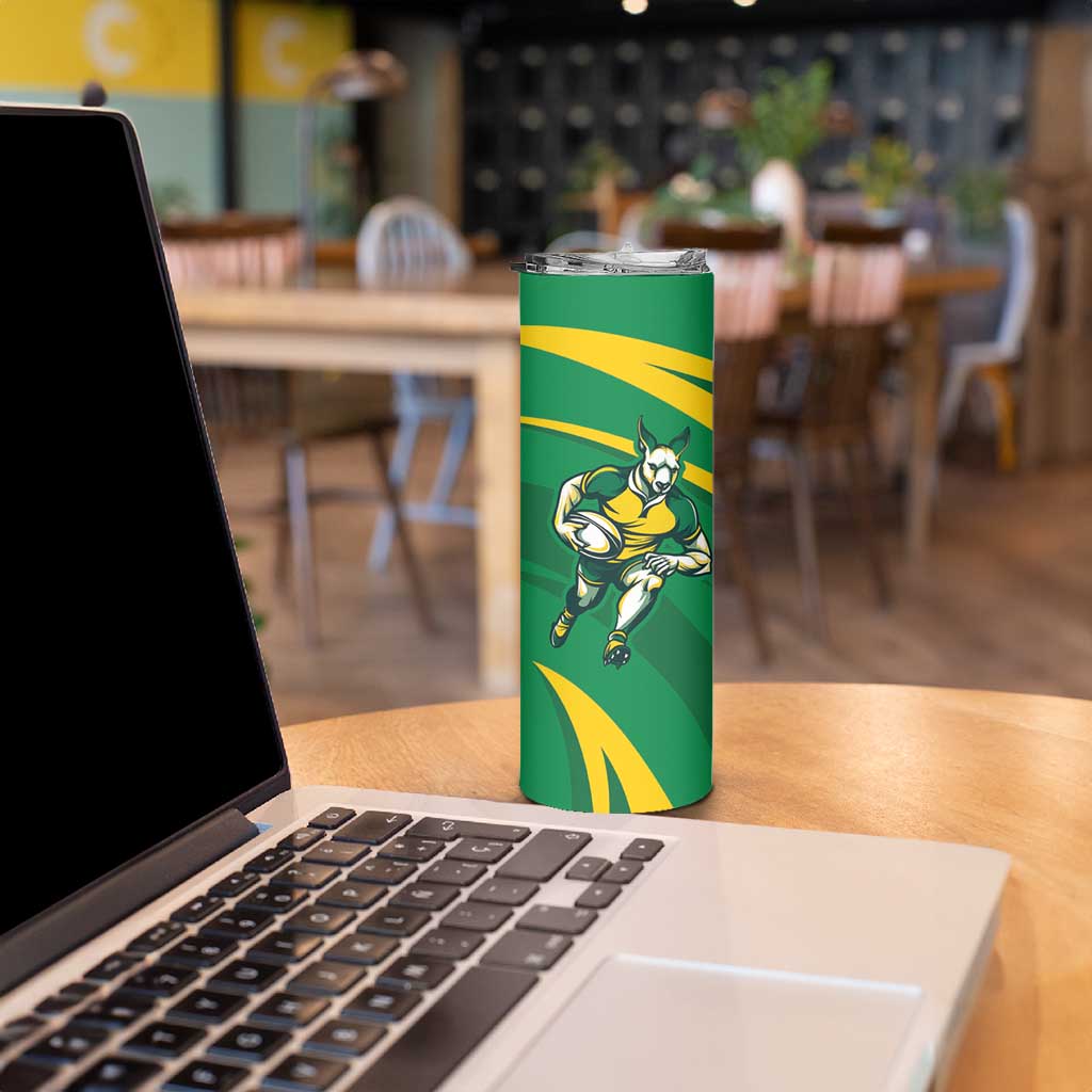 Personalized Australia Rugby Champion Skinny Tumbler Wallabies Mascot with Sporty Style - Wonder Print Shop