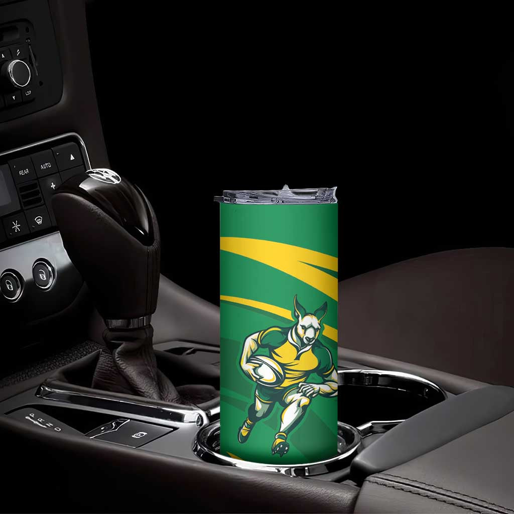 Personalized Australia Rugby Champion Skinny Tumbler Wallabies Mascot with Sporty Style - Wonder Print Shop