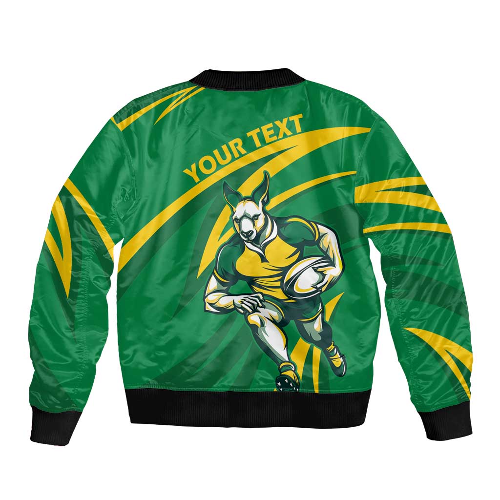 Personalized Australia Rugby Champion Sleeve Zip Bomber Jacket Wallabies Mascot with Sporty Style - Wonder Print Shop