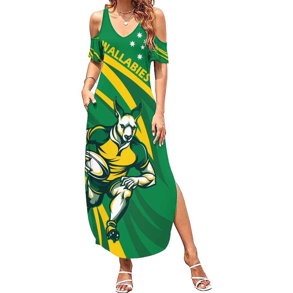 Personalized Australia Rugby Champion Summer Maxi Dress Wallabies Mascot with Sporty Style - Wonder Print Shop