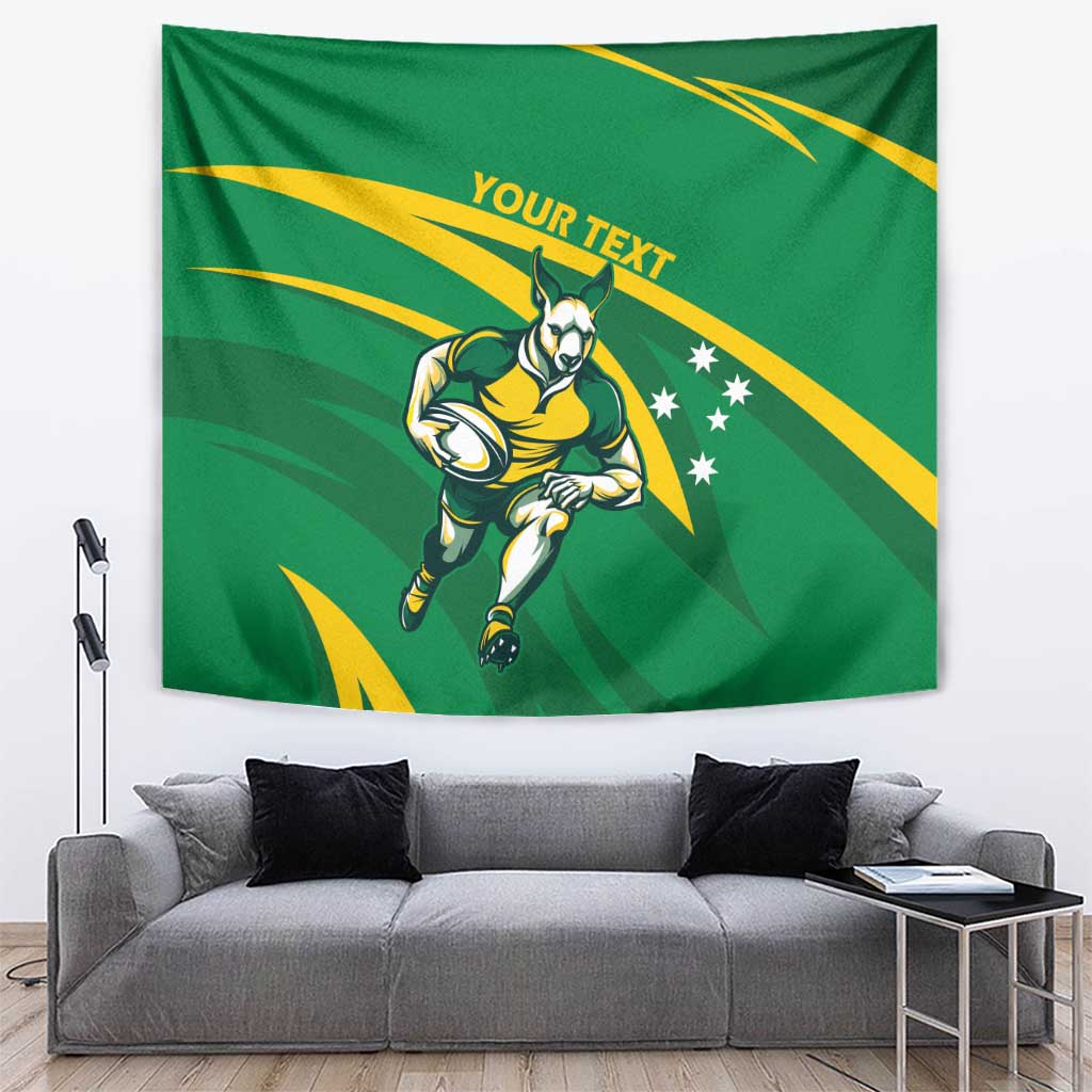 Personalized Australia Rugby Champion Tapestry Wallabies Mascot with Sporty Style - Wonder Print Shop