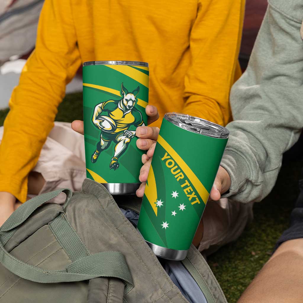 Personalized Australia Rugby Champion Tumbler Cup Wallabies Mascot with Sporty Style - Wonder Print Shop