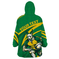 Personalized Australia Rugby Champion Wearable Blanket Hoodie Wallabies Mascot with Sporty Style - Wonder Print Shop