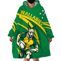 Personalized Australia Rugby Champion Wearable Blanket Hoodie Wallabies Mascot with Sporty Style - Wonder Print Shop